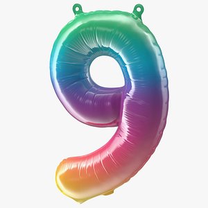 Balloon Numbers 9 Rainbow 3D model