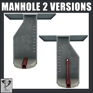 3d model 2 manholes version -