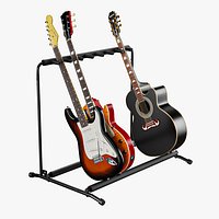 Multiple Guitar Rack Stand with Guitars