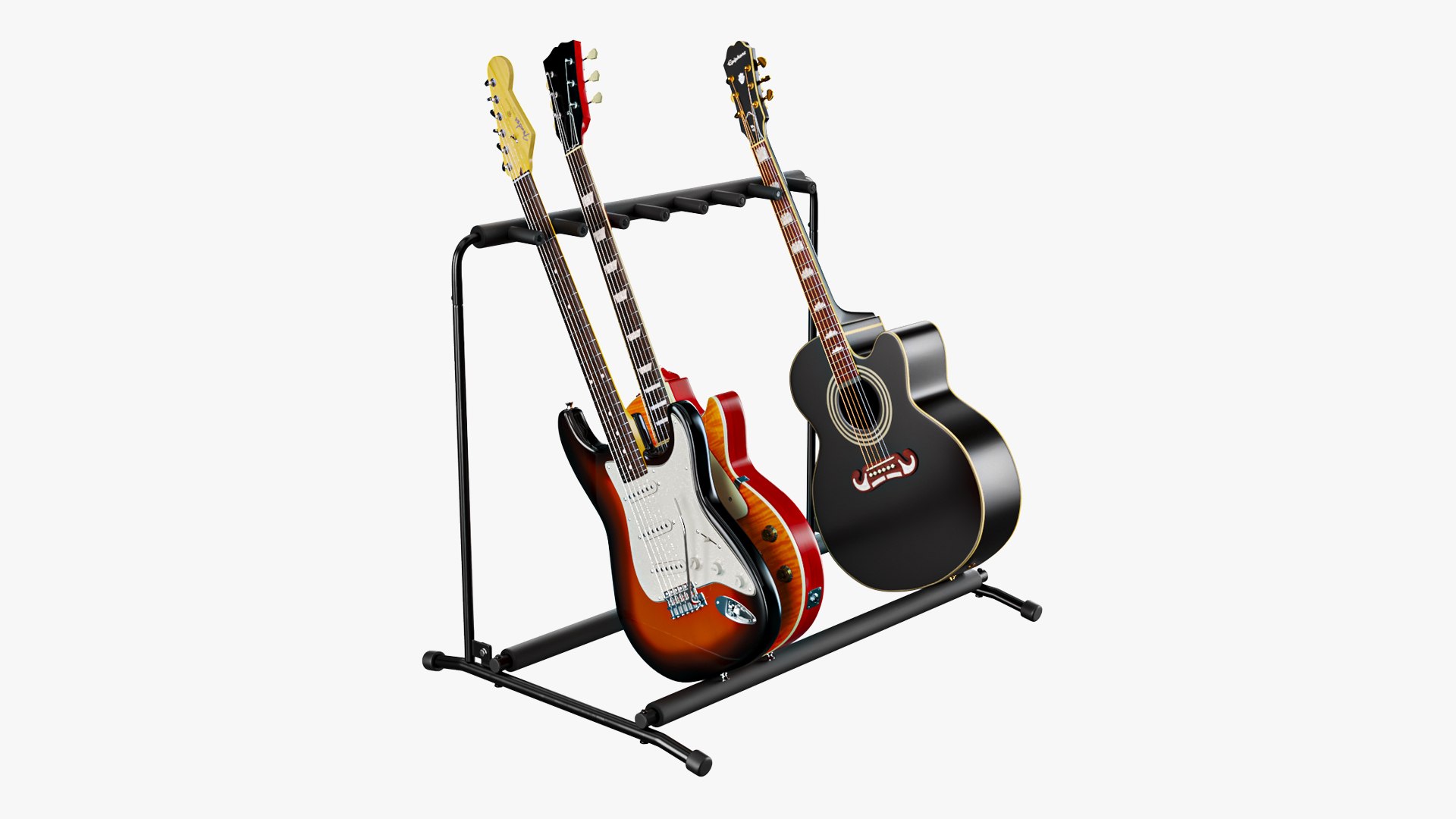Multiple Guitar Rack Stand With Guitars 3D Model - TurboSquid 2346109