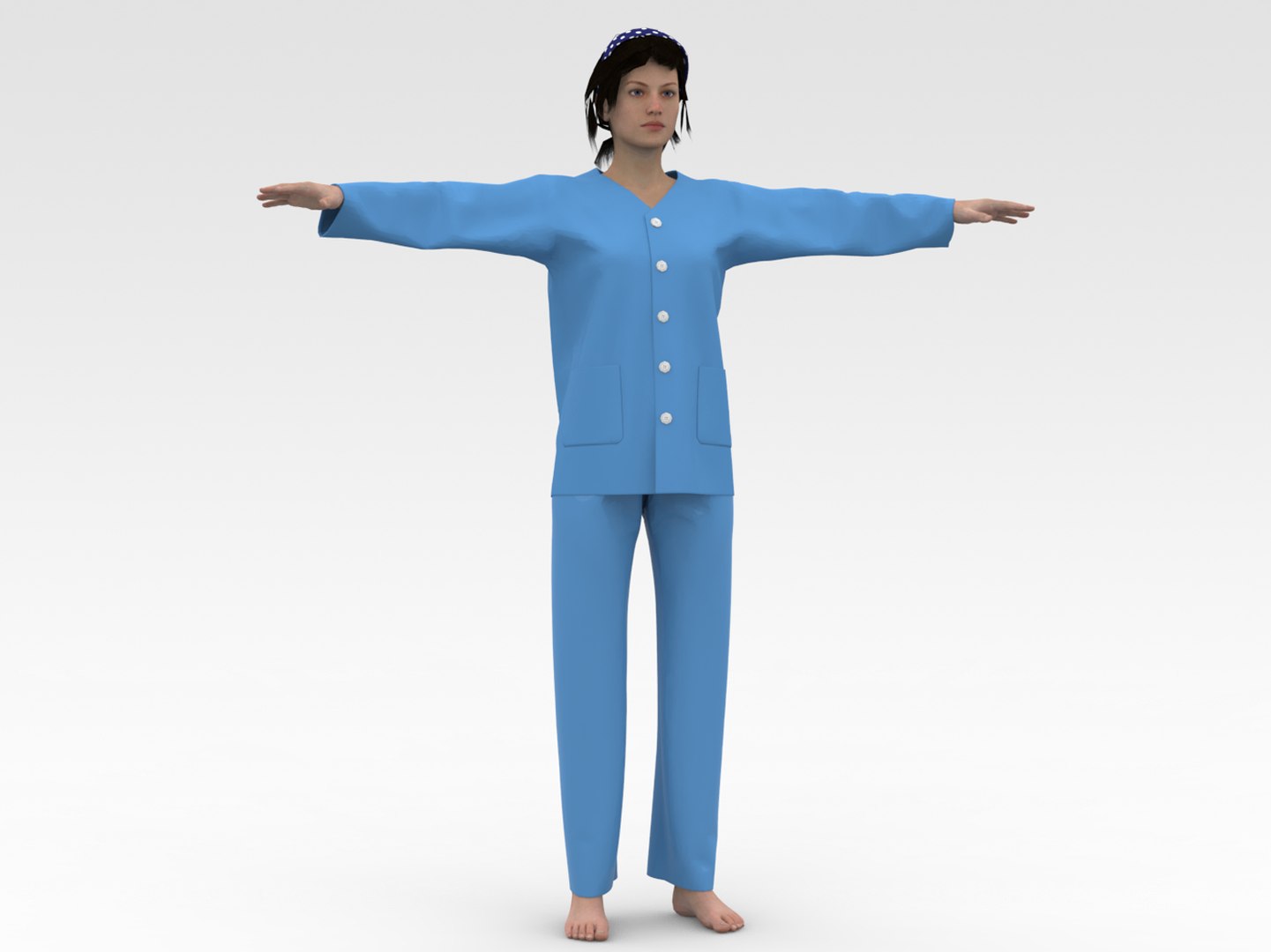 Female Patient Blue Dress 3D Model TurboSquid 1809556