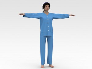 Female Patient Blue Dress 3D model