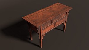 Antique Chinese Wooden Table Furniture Ornate Low-poly 3D model 3D model