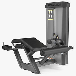 3D Grey Prone Leg Curl Trainer Freemotion Rigged model