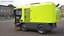 Compact Street Sweeper Vehicle Green Rigged