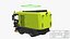 Compact Street Sweeper Vehicle Green Rigged