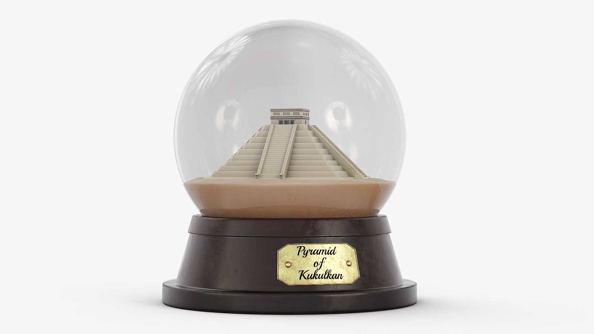 Souvenir Pyramid of Kukulkan Glass Globe 3D model preview