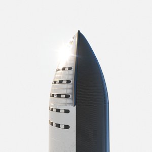 Space StarShip mars colony rocket low poly pbr