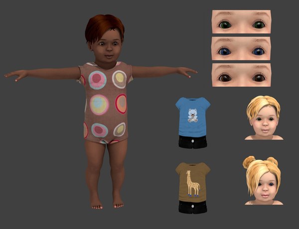 3d model clothes rigged girl