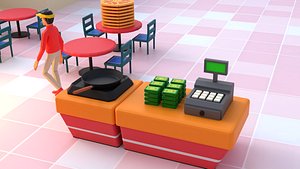 lowpoly game ready  a casual pizza cafe hotel management game assets for android