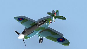 3D Curtiss P-40F Tomahawk V06 RAF model