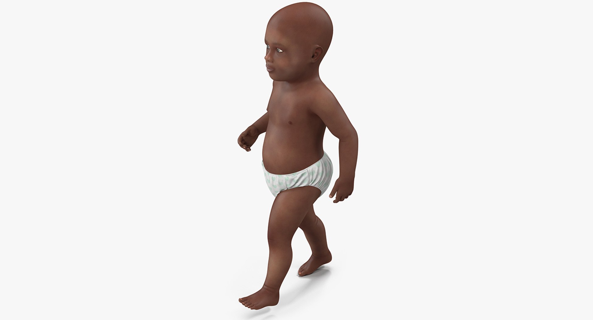 African American Baby Walking 3D model preview