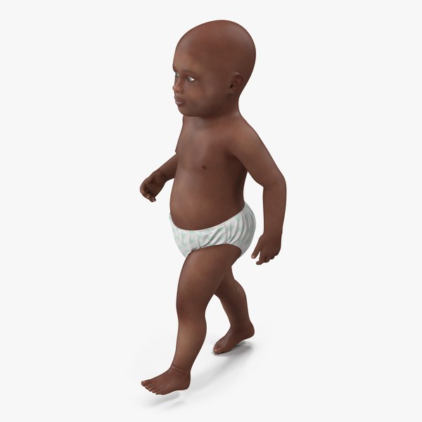 african american baby walking 3d model