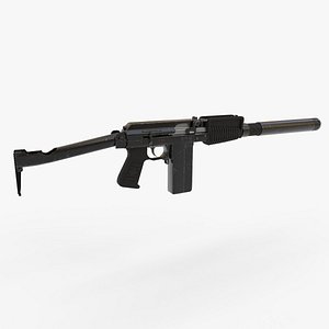 Low-poly model of rifle 9A-91 with silencer 3D model