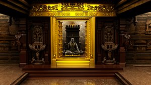 3D model swami raghavendra temple interior