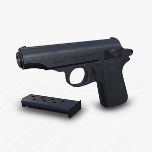 Walther pp Semi-automatic Pistol Low-poly PBR model
