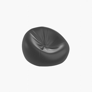 Bean bag chair black leather 3D model