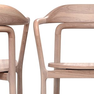 duet chair timber seat 3D model