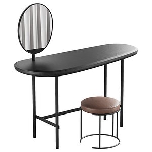 3D 326 Vanity Desk 03 Pebble Desk with Nina pouf