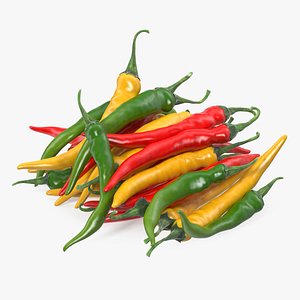 bunch chili peppers 3D
