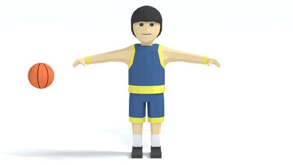 Low Poly Cartoon Basketball Player 3D