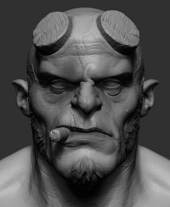 3D hellboy head zbrush