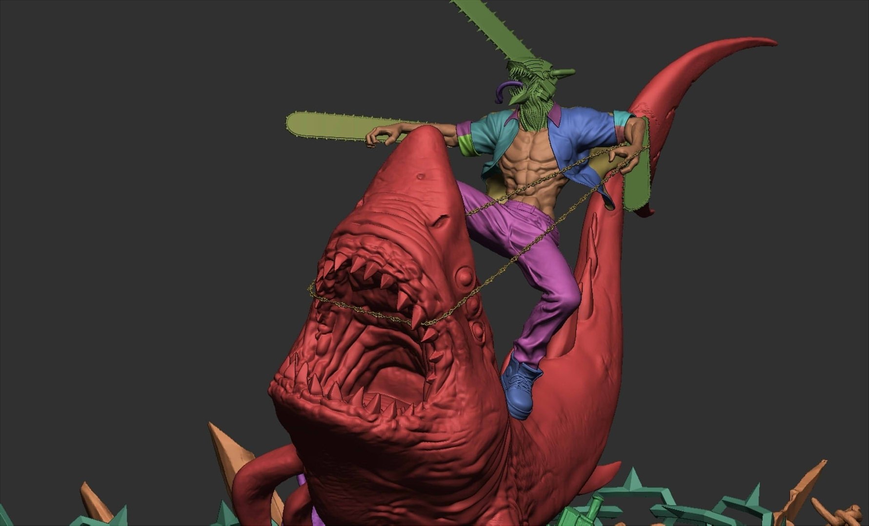 Denji And Beam - Chainsaw Man - STL 3D File Print 28 Cm 3D Model ...