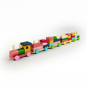 toy train wood 3d model