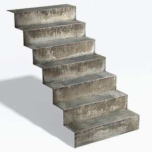 3d model rustic concrete steps