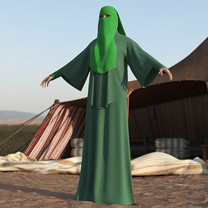 Middle Eastern Woman Niqab Style Green 3D model