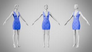 3D Dress 34 Very Light Blue With Design model