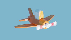 3D low poly cartoon plane