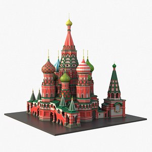 Low Poly Cartoon Model Cathedral of St Basil 3D model