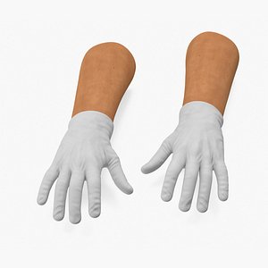 Hands Wearing Medical Gloves White Rigged for Maya