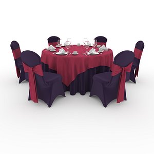 3D model Banquet Table and Chair 64