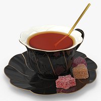 Porcelain Tea Cup with Saucer and Gumdrops Multicolor