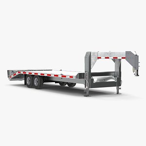 3D Gooseneck Equipment Pickup Trailer model