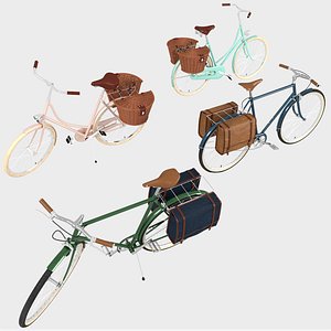 Vintage Bicycle Leather Panniers Wicker Baskets