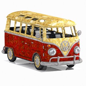 3D wrecked minibus bus