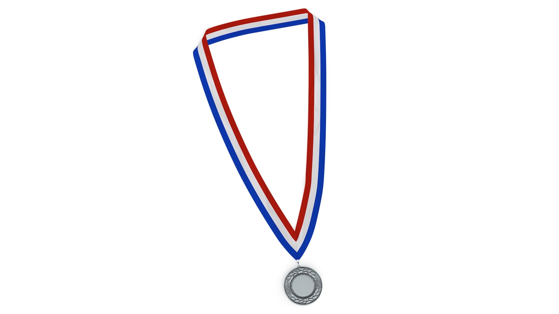 Silver Award Medal with Ribbon 3D model preview
