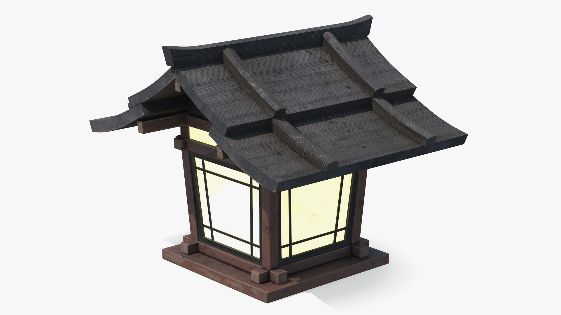 Japanese Lantern Small Old 3D model preview