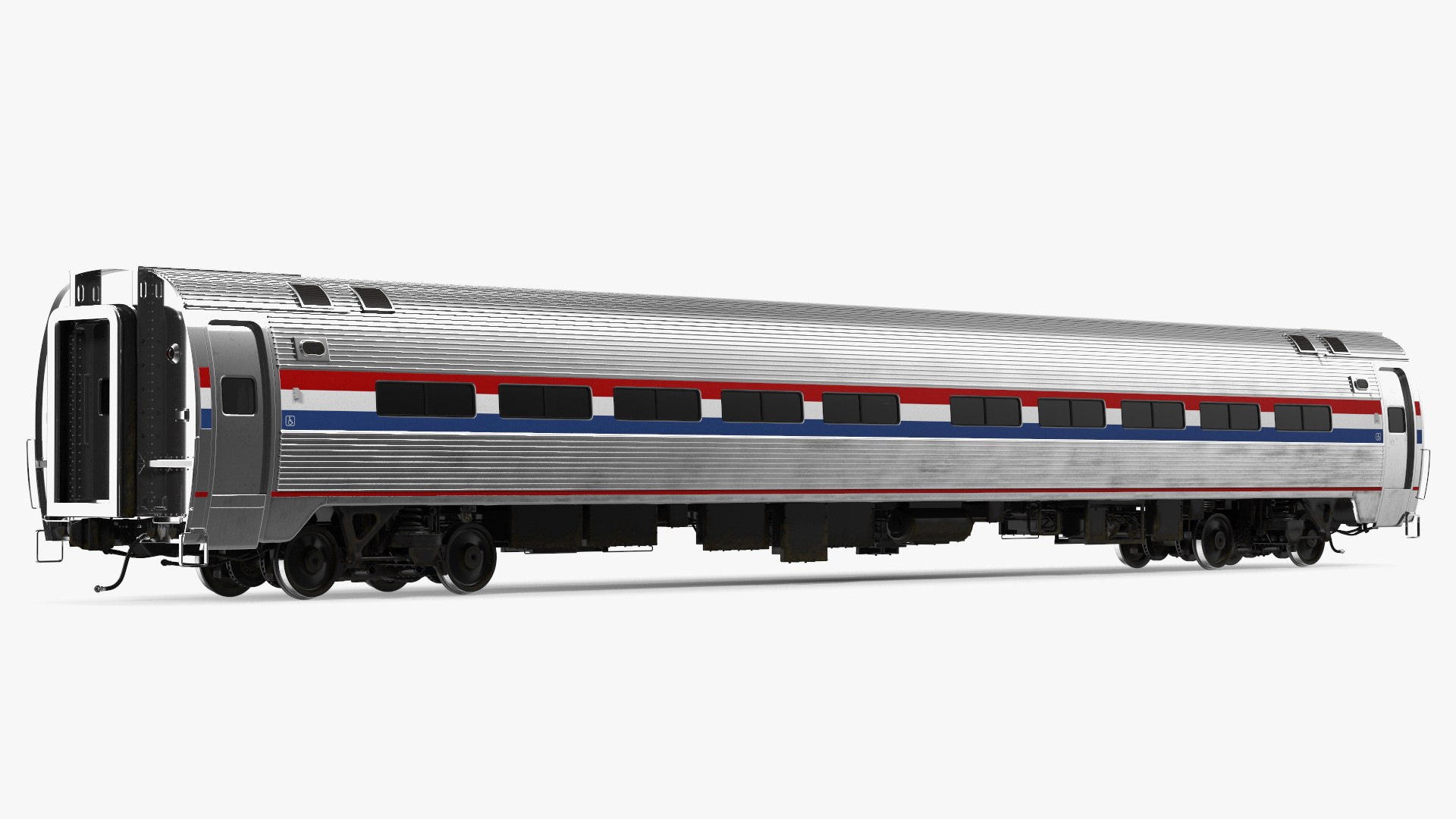Railway Carriage Passenger Train Car 3D model for vehicle visualization, games, animation, transport scenes, and automotive rendering