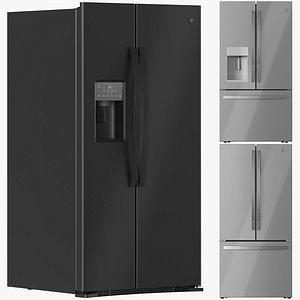3D model GE Refrigerator Collection 01 GSS25GGPBB GSS25GYPFS GFE28GGKBB GFE28GSKSS GNE25JGKBB GNE25JSKSS