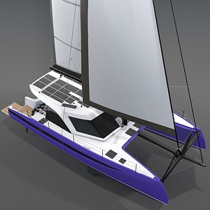 HH44 Catamaran Purple 3D model 3D model