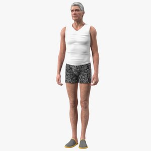 old man underwear standing 3D model