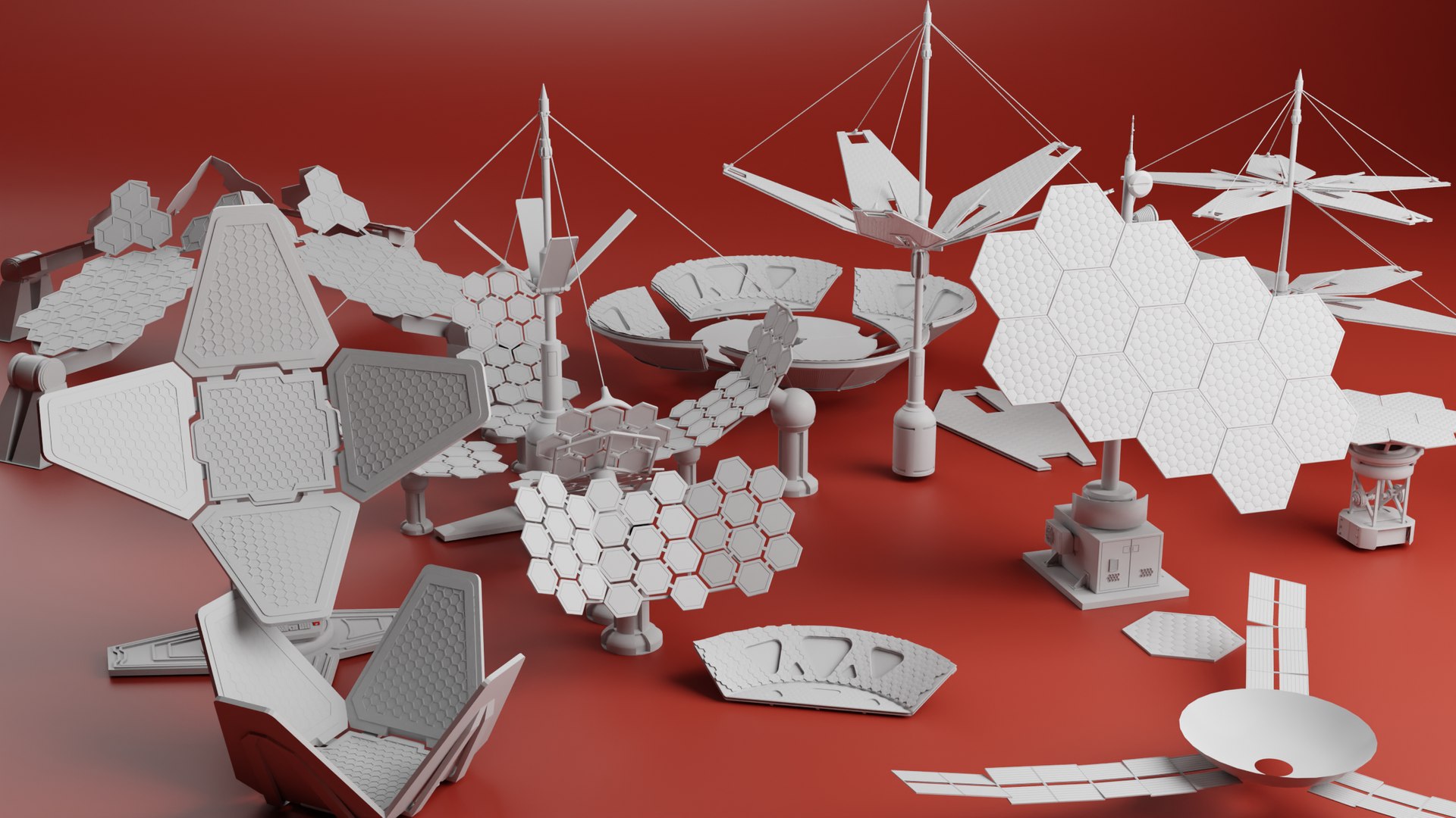 15 Sci-Fi Modular Solar Panels Kit Model - TurboSquid 2009359