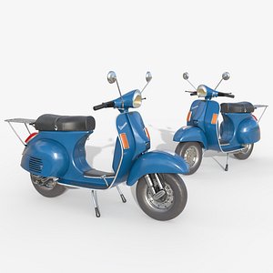 3D Blue Vespa PX Classic Scooter