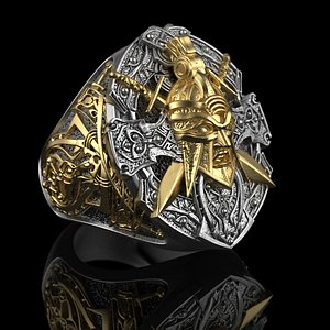 Jewelry Signed Ring with Roman legionnaire Warrior 0325 3D model