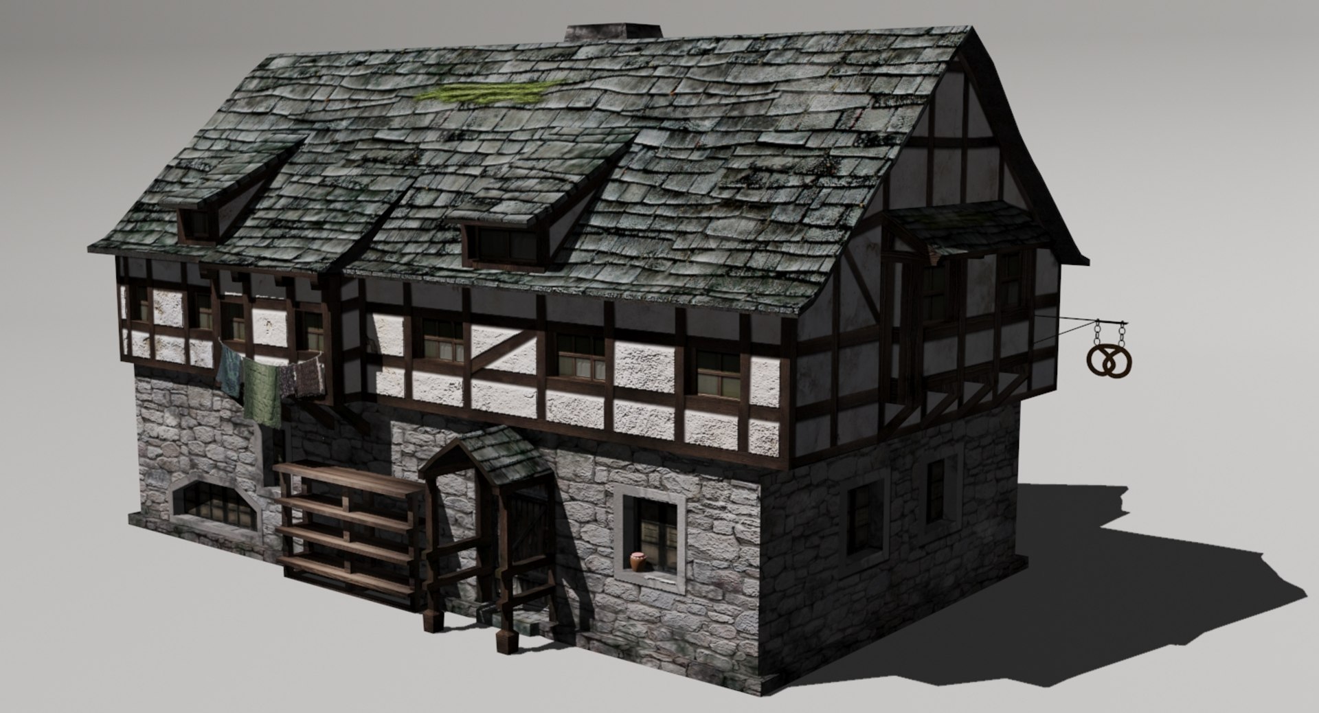 3D Low-poly Medieval Bakery - TurboSquid 1191406