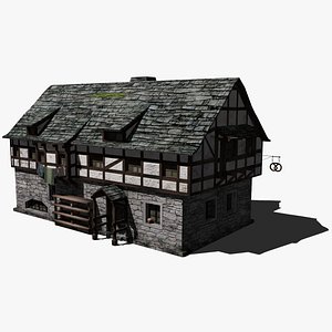 3D low-poly medieval bakery
